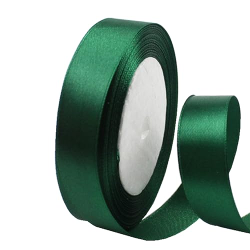 20 mm dunkelgrünes Band zum Verpacken von Geschenken, 22 m, doppelseitiges Satinband, Weihnachtsband, Geschenkverpackung, Stoffband für Geschenke, Blumensträuße, Kuchen, Hochzeitsdekoration von clover