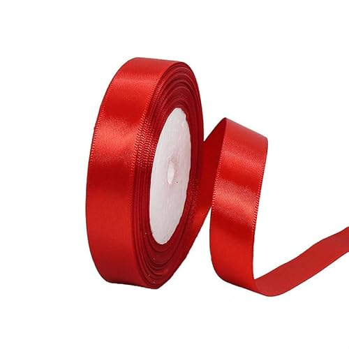 20 mm rotes Band zum Verpacken von Geschenken, 22 m, doppelseitiges Satinband, Weihnachtsband, Geschenkverpackung, Stoffband für Geschenke, Blumensträuße, Kuchen, Hochzeitsdekoration von clover