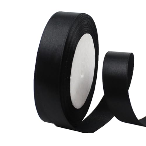 20 mm schwarzes Band zum Verpacken von Geschenken, 22 m, doppelseitiges Satinband, Weihnachtsband, Geschenkverpackung, Stoffband für Geschenke, Blumensträuße, Kuchen, Hochzeitsdekoration von clover