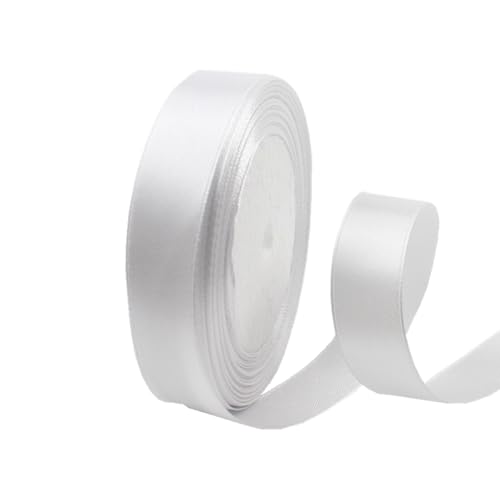 20 mm weißes Band zum Verpacken von Geschenken, 22 m, doppelseitiges Satinband, Weihnachtsband, Geschenkverpackung, Stoffband für Geschenke, Blumensträuße, Kuchen, Hochzeitsdekoration von clover