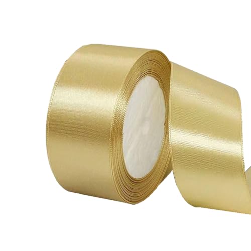 40 mm Champagner-Goldband zum Verpacken von Geschenken, 22 m, doppelseitiges Satinband, Weihnachtsband, Geschenkverpackung, Stoffband für Geschenke, Blumensträuße, Kuchen, Hochzeitsdekoration von clover