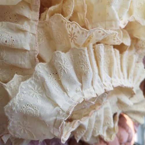 Organza Lace Trim Ruffled Sewing Fabric DIY，1 Yard Embroidery Flower Lace Fabric Trim Ribbon Applique 5CM DIY Sewing Collar Ruffle Guipure Wedding Cloth Decoration von cnirngS