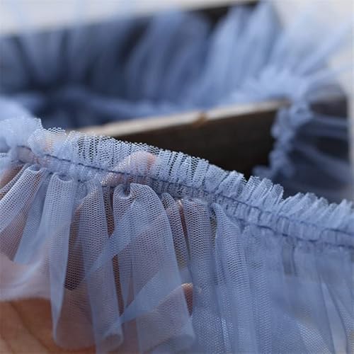 Organza Lace Trim Ruffled Sewing Fabric DIY，10CM Wide Tulle Frilled Mesh 3D Pleated Fabirc Lace Embroidery Fringed Ribbon Ruffle Trim Dress Collar Applique DIY Sewing Decor(Light Blue) von cnirngS