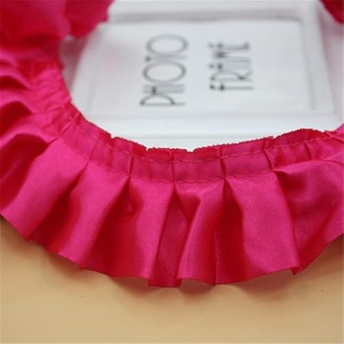 Organza Lace Trim Ruffled Sewing Fabric DIY，30 Yards 4 CM 12 Colors Satin Ruffle Lace Trim Ribbon Pleated Tape Dress Doll and Girls Dress Clothes(Hot pink) von cnirngS