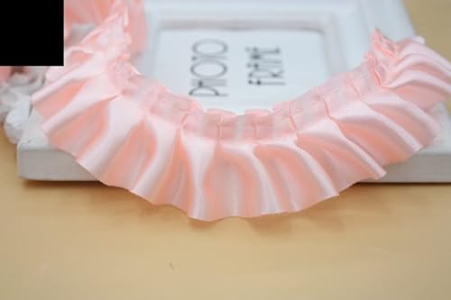 Organza Lace Trim Ruffled Sewing Fabric DIY，30 Yards 4 CM 12 Colors Satin Ruffle Lace Trim Ribbon Pleated Tape Dress Doll and Girls Dress Clothes(Shell pink) von cnirngS