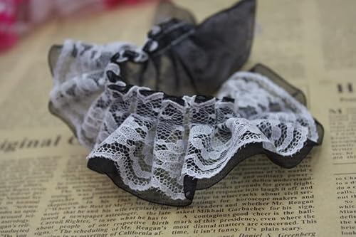 Organza Lace Trim Ruffled Sewing Fabric DIY，40yards 4cm Double Layer Pleated Tulle Ribbon Ruffle Trim Fabric Embroidered Collar Sewing Clothing for Dress(Black) von cnirngS