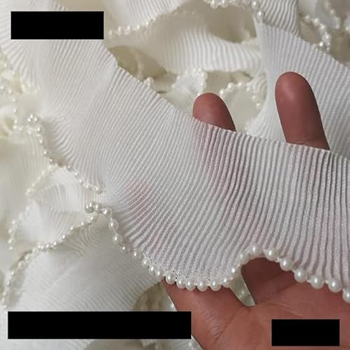 Organza Lace Trim Ruffled Sewing Fabric DIY，6CM 1Yard Embroidery White Flower Tulle Lace Fabric Trim Ribbon DIY Sewing Ruffle Applique Collar Dress Decor von cnirngS