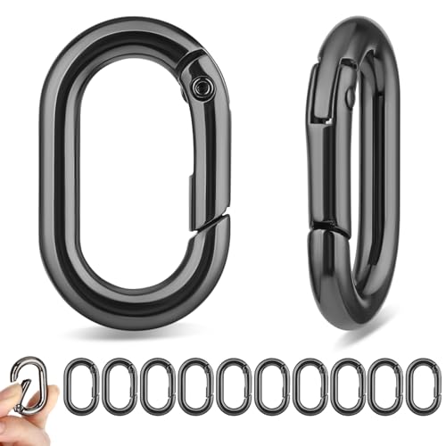 cobee 10 Stück Oval Spring Karabinerhaken, 34mm Metall Karabiner Schlüsselanhänger Oval Federschnallen Karabinerhaken Clip für Schlüsselanhänger Tasche Schmuck DIY Handwerk(Schwarz) von cobee