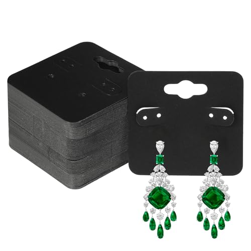 cobee 100 Stück Ohrring Display Karten, 5 x 5 cm Ohrring Ständer Schmuck Verpackung Kraftpapier Ohrhänger Karten für Schmuck Display und Aufbewahrung(Schwarz) von cobee