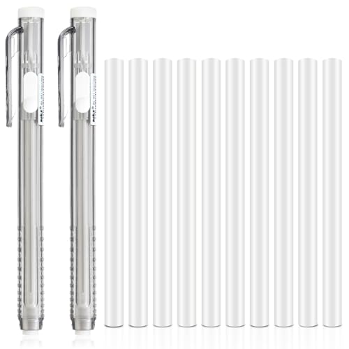 cobee 12 Pack einziehbare mechanische Radiergummi Stift, 2 Pcs Pen Style Radiergummis mit 10 Pcs Ersatz Radiergummi Minen, Klick Radiergummis für Schule Haus Büro Künstler Zeichnung(Grau) von cobee