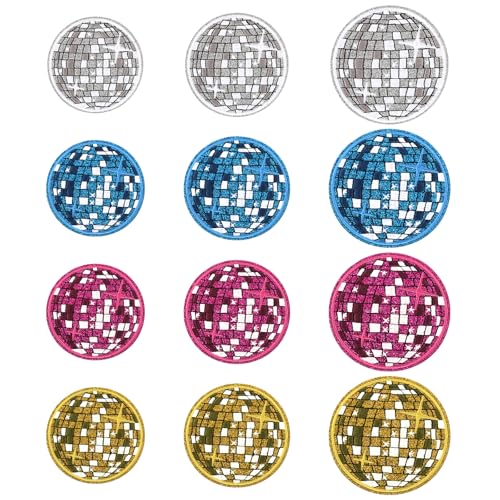 cobee 12Pcs Disco Ball Bügeleisen auf Patch bestickt Applique Western Patches Bügeleisen auf Cowgirl Musik Party Bling Ball Spaß Bügeleisen auf Patches für Kleidung Rucksäcke T Shirt (Farbe) von cobee