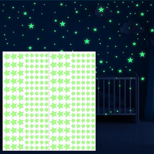 cobee 423 Stück Leuchtsterne Kinderzimmer Wandsticker, Selbstklebend Sterne Glow in the Dark, Sternenhimmel Wandsticker Leuchtaufkleber Sterne für Wände Kinderzimmer Deko Scrapbook (5mm,10mm,15mm) von cobee