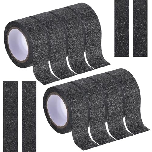 cobee 8 Rollen Glitzer Washi Tape, Einfarbig Klebeband Papier mit Glitter, 15mmx5m Dekorative Kreppband Papierklebeband für DIY Dekor Scrapbooking Handwerk Bastelbedarf Journals Weihnachten(Schwarz) von cobee