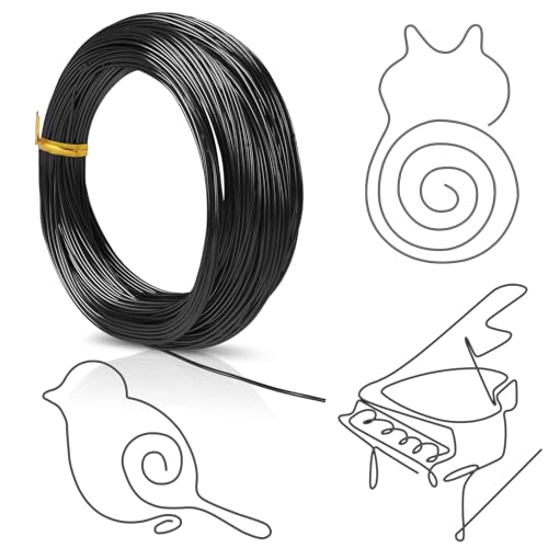 cobee Basteldraht 1mm x 30 m, Draht zum Basteln Aluminiumdraht Draht Rostfrei Schmuckdraht Weich Bindedraht Modellierdraht für Schmuckherstellung Bastelarbeiten DIY Floristik Heimdeko(Schwarz) von cobee