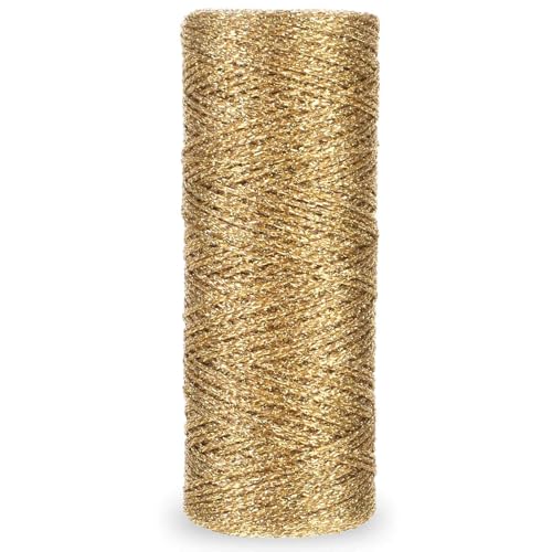 cobee Kordel Gold 1mm, Gold Metallic Kordel 100M Glitzer Goldschnur zum Basteln Nicht Elastisch Kordelband Schnur DIY Bastelschnur zum Handwerk Hochzeit Dekorieren Geschenkverpackungen(1mm) von cobee