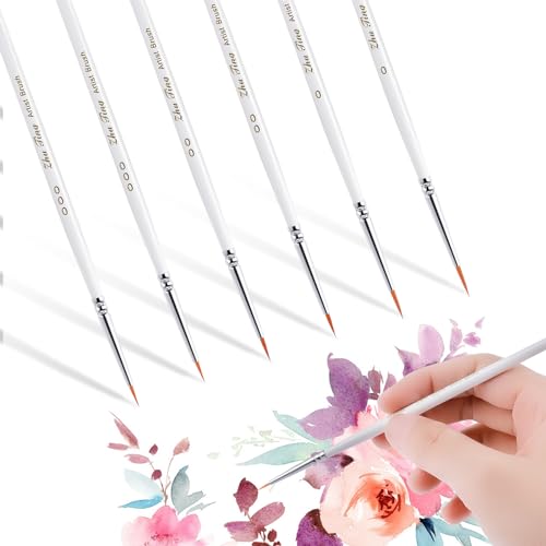 cobee Micro Detail Paint Brush Set,6 Stück Fein Aquarell Nagel Pinsel Künstlerpinsel für Detailmalereien Gesichtsbemalung Nagelkunst Ölgemälde Miniatur Acryl Modellbau Ostern(Kurz) von cobee