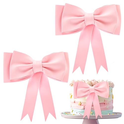 cobee Rosa Schleife Geburtstag Kuchen Topper für Frauen, EVA-Schaum Bowknot Kuchen Dekorationen Prinzessin Kuchen Topper Hochzeit Kuchen Topper Kuchen dekorieren Kit rosa Bögen Kuchen Dekor Mädchen von cobee