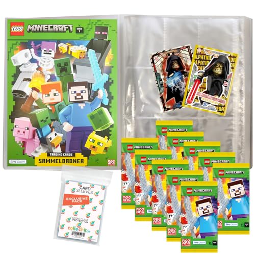 Bundle mit Lego Minecraft Serie 1 Trading Cards - 1 Leere Sammelmappe + 10 Booster + 2 Limitierte Star Wars Karten + Exklusive Collect-it Hüllen von collect-it.de MY HOME OF CARDS + TOYS