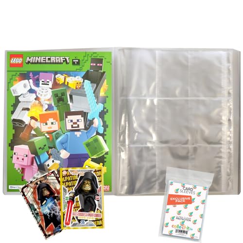 Bundle mit LEGO Minecraft Serie 1 Trading Cards - 1 Leere Sammelmappe + 2 Limitierte Star Wars Karten + Exklusive collect-it Hüllen von collect-it.de MY HOME OF CARDS + TOYS