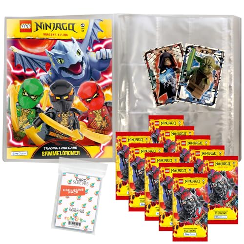 Bundle mit Lego Ninjago Serie 10 BLUTMOND (2025) Trading Cards - 1 Leere Sammelmappe + 10 Booster + Exklusive Collect-it Hüllen + 2 Limitierte Karten Lego Star Wars Serie 1 von collect-it.de MY HOME OF CARDS + TOYS