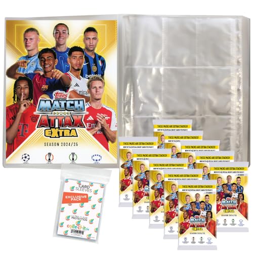 Bundle mit Match Attax CL 2024/25 - Trading Cards + Exklusive Collect-it Hüllen (2024/25 EXTRA - Trading Cards - 1 Leere Sammelmappe + 10 Booster) von collect-it.de MY HOME OF CARDS + TOYS