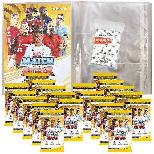 Bundle mit Match Attax CL 2024/25 - Trading Cards + Exklusive Collect-it Hüllen (1 Leere Sammelmappe + 20 Booster) von collect-it.de MY HOME OF CARDS + TOYS