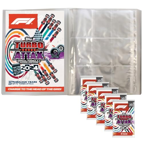 Bundle mit Topps - Turbo Attax Formel 1 2024 + Exklusive Collect-it Hüllen (1 Leere Sammelmappe + 5 Booster) von collect-it.de MY HOME OF CARDS + TOYS