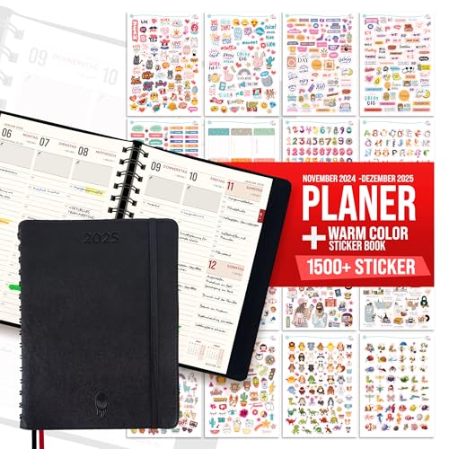 colortouch Kalender 2025 mit 1500+ St Sticker für Terminkalender, Aufkleber Set für A5 Monatsplaner, Terminplaner Ringbuch mit Stickeralbum, 14 Monate Wochenplaner auf Deutsch (Nov 24-Dez 25) von colortouch