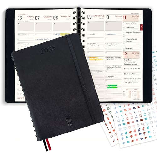 colortouch Terminplaner 2026, Kalender A5, Wochenplaner mit Softcover, Taschenkalender Ringbuch, 30 Minuten-Intervalle Planer mit 2 Blatt Aukfleber auf Deutsch, Buchkalender 14 Monate (Nov 25-Dez 26) von colortouch