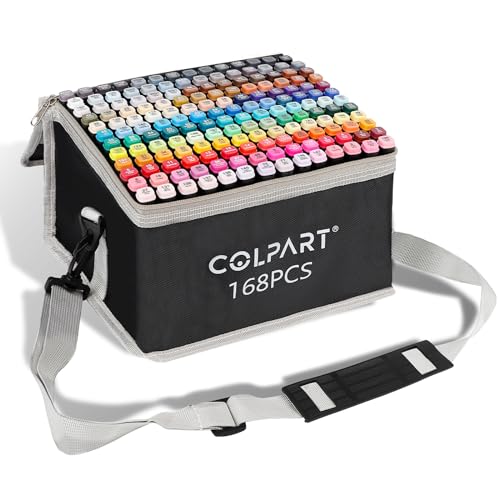 colpart 168Farben Alkohol Filzstifte Permanenter Marker Set für Manga, Design, Malerei, Zeichnung, Twin Marker Stifte zum Zeichnen und Malen für Kinder und Erwachsene von colpart