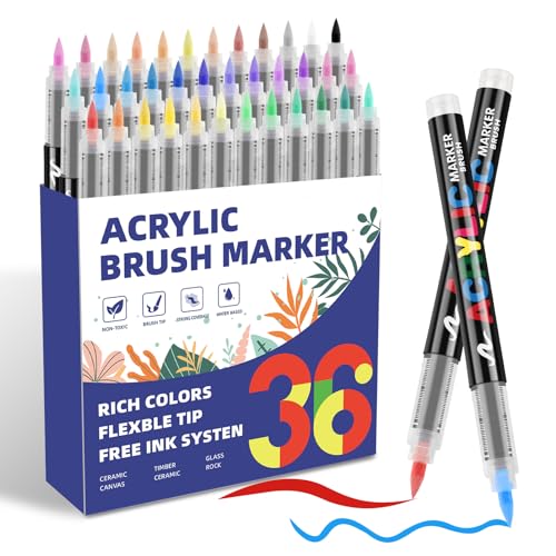 colpart Pens Acrylstifte für Steine wasserfest-36 Farben Steine Bemalen Doppelendige Acrylic PaintPermanent Marker Stift Für Kunststoff Glas Holz Keramik Metall Reifen Leinwand. von colpart