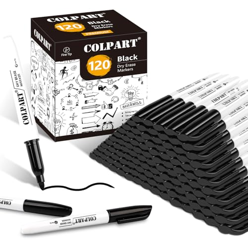 colpart Whiteboard-Marker, Großpackung mit geruchsarmem Geruch, trocken abwischbar, für Schule, Büro, Zuhause, Arbeit an Whiteboards und Kalendern, Kühlschrank, 120 Stück von colpart