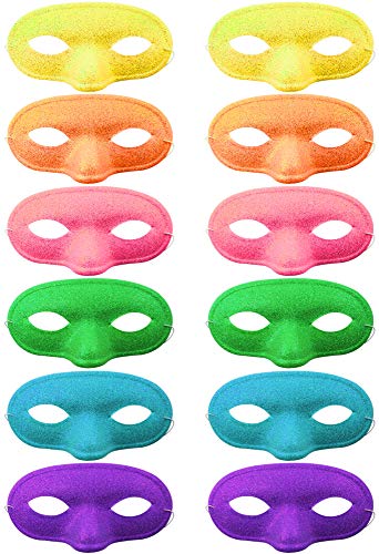 com-four® 12x Glitzermaske in runder Form in verschiedenen Farben, Venezianische Augenmasken Maskerade-Maske ideal für Partys, Cosplay, Karneval und Fasching (12 Stück - rund) von com-four