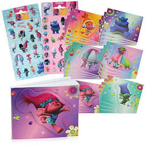 com-four® 26-teiliges Notizset mit Trollmotiven - kleine Notizbücher mit lustigen Fantasiefiguren - blaue und pinke Glitzer-Sticker mit kleinen Feenfiguren [Motivauswahl variiert] (026-tlg. Set) von com-four