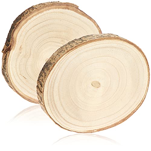 com-four® 2X Baumscheibe aus Vollholz mit Rinde - Dicke Holzscheibe zur Dekoration - Deko-Untersetzer für Vasen und Geschirr - runde Baumscheibe zum Basteln von com-four