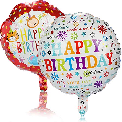 com-four® 2X Folien-Ballon Happy Birthday - Ballons in Zwei Designs - Geburtstasdeko mit bunten Motiven (2 Stück - Ballon/bunt) von com-four