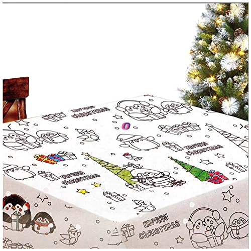 com-four® 2X Tischdecke zum Ausmalen - Ausmalbild XXL mit Weihnachtsmotiven - Maltischdecke für Kinder - Ausmaltischdecke Weihnachten - 240 x 135 cm (2X Weihnachten) von com-four