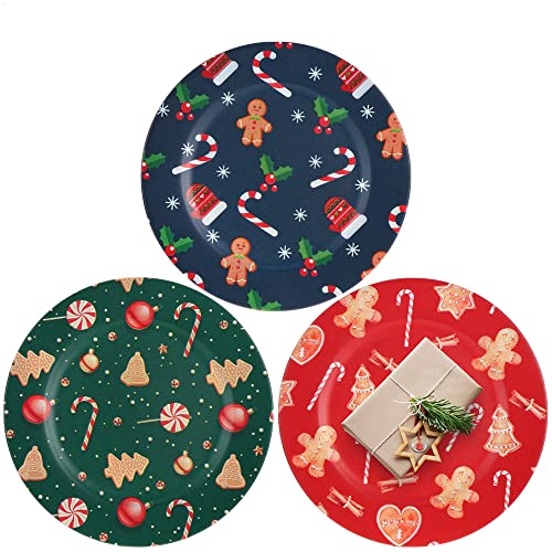 com-four® 3X Teller für Weihnachten, Nikolaus, Advent - Wiederverwendbare Unterteller als Tischdekoration - Dekoteller- Platzteller mit DREI Motiven - 33 cm von com-four