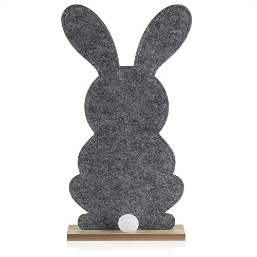 com-four® Deko Aufsteller für Ostern - Niedlicher Filz-Osterhase - Osterdeko zum Hinstellen - Osterdekoration aus Holz und Filz (1 Stück - 38cm) von com-four