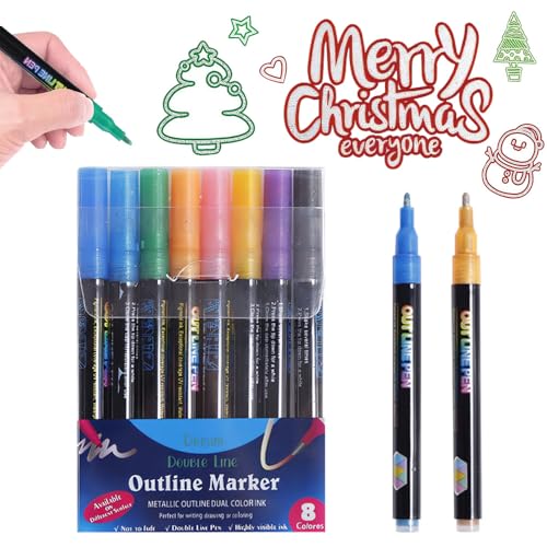 Magische Stifte, 2024 Neuest Pastell Textmarker Set, 24 Farben Acrylstifte Marker Dual-Line Highlighter Metallic Stifte Outline Marker Filzstifte Doppelfasermaler Acrylmarker für DIY Bastel (8) von comepew