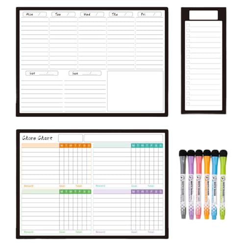 Magnetic Schedule Planner For Fridge, 2024 Neuest Kühlschrankplaner mit 6Farbigen Markern Radiergummi 3 Planner, Magnetische Abwischbare Kalender Wiederverwendbar für Haus Büro Schule (WHITE-C) von comepew