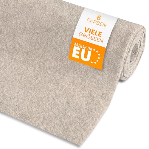 Filzstoff aus Filz Meterware (Beige, 206x100cm) - Bastelfilz extra dick (4,4mm) - Nadelfilz für die Innenraumverkleidung beim Camper Ausbau - Filzrolle, Filzmatte oder Filzunterlage zum Basteln von comflor