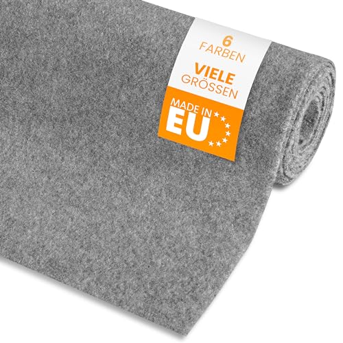 Filzstoff aus Filz Meterware (Grau, 206x100cm) - Bastelfilz extra dick (4,4mm) - Nadelfilz für die Innenraumverkleidung beim Camper Ausbau - Filzrolle, Filzmatte oder Filzunterlage zum Basteln von comflor