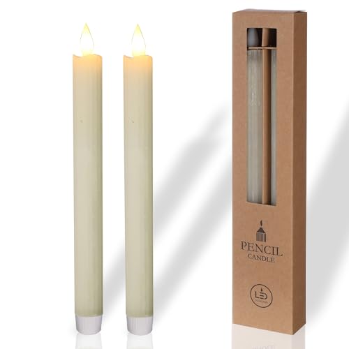 comforder Echtwachs LED Kerzen mit flackernder Flamme (2er Set), elektrische Stabkerzen mit Timerfunktion, (Creme) von comforder