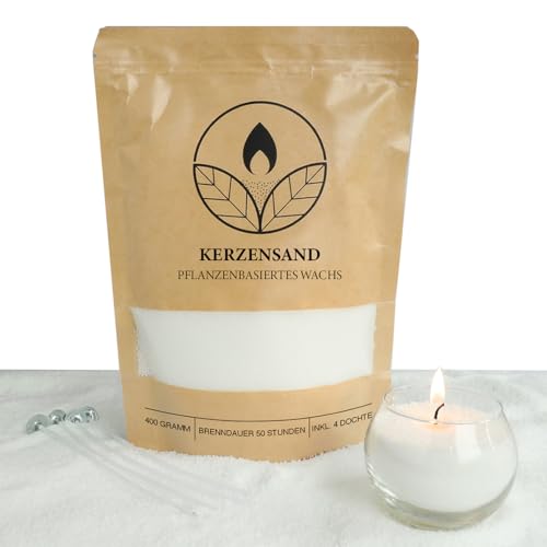 comforder Kerzensand mit Dochten, Wachsgranulat, Kerzen selber Machen Set, Pearled Candle, 400g Kerzenwachs Perlen + 4 Kerzendochte (Weiß) von comforder