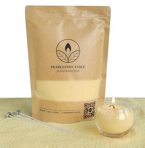 comforder Kerzensand mit Dochten, Wachsgranulat, Kerzen selber machen Set, Pearled Candle, 400g Kerzenwachs Perlen + 4 Kerzendochte (Creme) von comforder