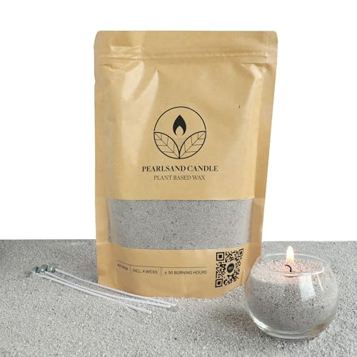 comforder Kerzensand mit Dochten, Wachsgranulat, Kerzen selber machen Set, Pearled Candle, 400g Kerzenwachs Perlen + 4 Kerzendochte (Grau) von comforder