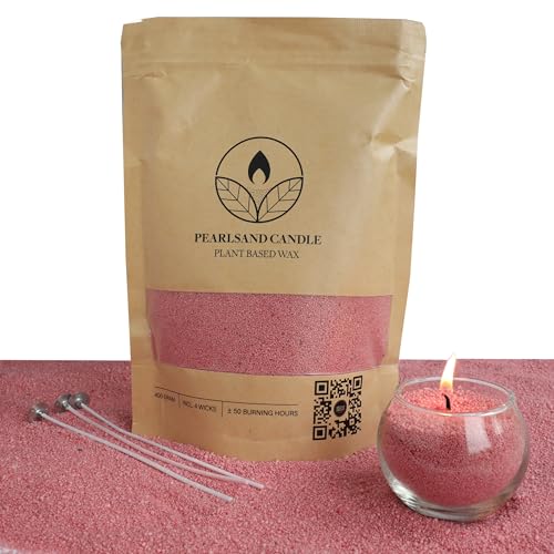 comforder Kerzensand mit Dochten, Wachsgranulat, Kerzen selber machen Set, Pearled Candle, 400g Kerzenwachs Perlen + 4 Kerzendochte (Rosa) von comforder