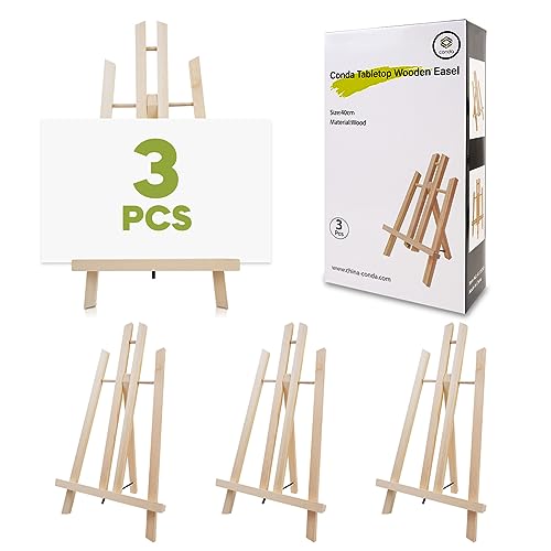 CONDA 3 Pack 16 "Tischplatte Display Staffelei, Portable A-Frame Stativ Display Staffelei für Malerei Partei & Displaying Leinwände, Fotos, Display Stativ Halter Stand für Studenten Kinder Anfänger von conda