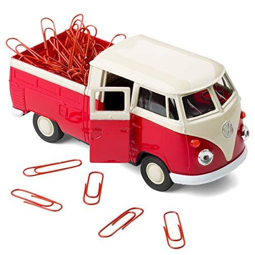 Magnetischer Büroklammerspender kompatibel mit VW Bus T1 Transporter Pritschenwagen inkl. Büroklammern – Mobile Office (rot) von corpus delicti